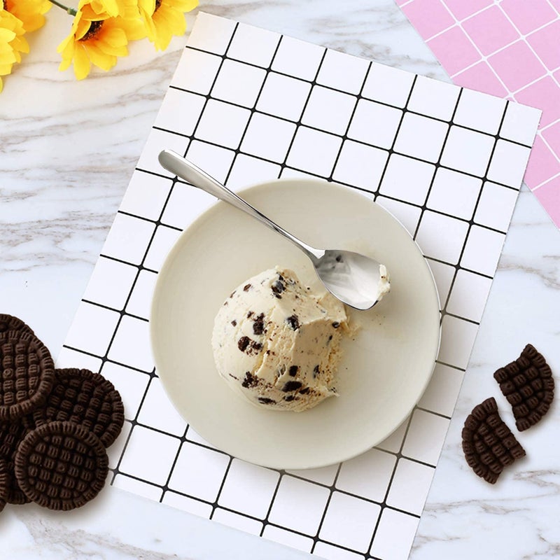 Joy Ice Cream Spoons 304 Stainless Steel Dessert Spoons Elegant Turkish Small Spoons Iced Coffee and Tea Spoons Square Yogurt Spoons 145 CM 571 inch Medium 3 - Image 1