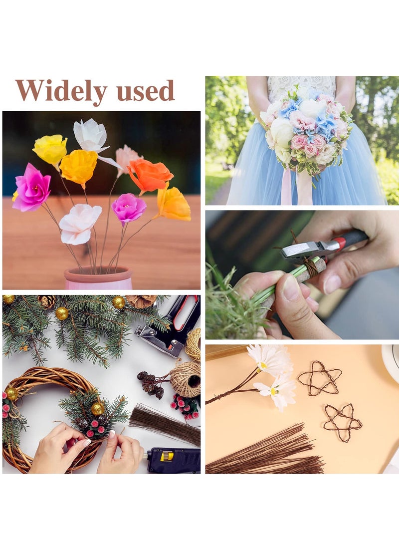SYOSI - 200 Pcs Floral Wire, 26 Gauge Crafts Wire Florist Flower Wire Stems Brown Floral Wire for Crafts Bouquet Stem Wreath Making Flower Arrangement Supplies (Brown,14 Inch) - Image 1