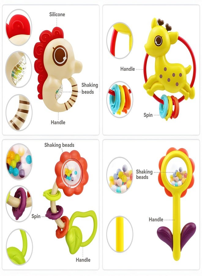MOONTOY 12pcs Baby Rattles for Babies 0-6 Months Teething Toys 3-6 Months, Newborn Infant Teethers Baby Toys 6-12 Months, Montessori Baby Easter Basket Stuffers Gifts 1 2 3 4 5 6 7 9 10 Month Boy Girl - Image 3