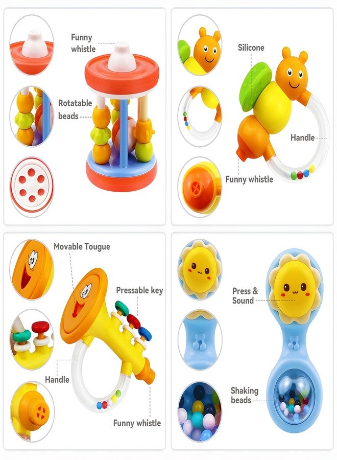 MOONTOY 12pcs Baby Rattles for Babies 0-6 Months Teething Toys 3-6 Months, Newborn Infant Teethers Baby Toys 6-12 Months, Montessori Baby Easter Basket Stuffers Gifts 1 2 3 4 5 6 7 9 10 Month Boy Girl - Image 4