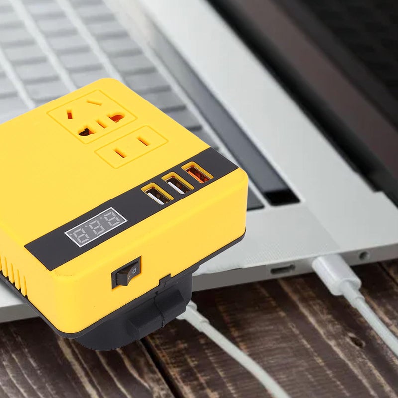 120W Wireless Power Inverter With Battery DC 18 21V AC Input 3 USB Ports Voltage Display - Image 4