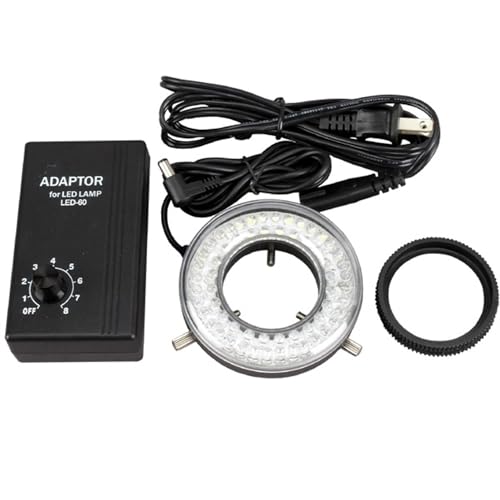 AmScope LED-60 60-LED Microscope Ring Light Illuminator with Control Box and Adapter - Image 1