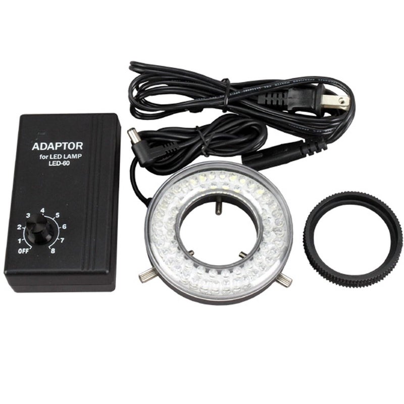 AmScope LED-60 60-LED Microscope Ring Light Illuminator with Control Box and Adapter - Image 5