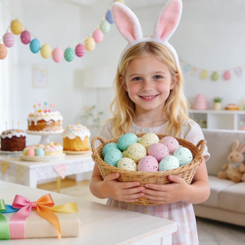 KJX 24 Pcs Plastic Speckled Easter Eggs, 2.4in 4 Colors Faux Pastel Speckled Eggs Bowl Vase Filler, Decorative Easter Eggs for Home Tables Centerpieces DIY Craft Spring Decor (Pastel) - Image 4