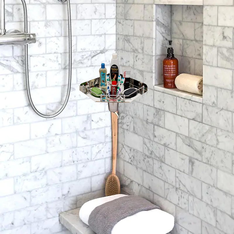 STONE STONE Stainless Steel 4 in1 Multipurpose Bathroom Corner Shelf/Rack/Tumbler Holder/Double Soap Dish/Toothbrush Holder/Bathroom Accessories(10x10 Inch, Pack of 1) - Image 5