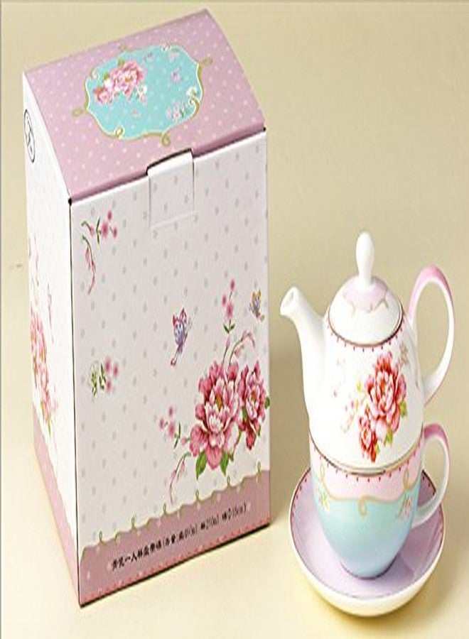 Jusalpha® Fine Bone China Teapot for One, Rose Teapot and Saucer Set- Tea Cup with Saucer Set, Pink Roses (Tea for One 02) - Image 5