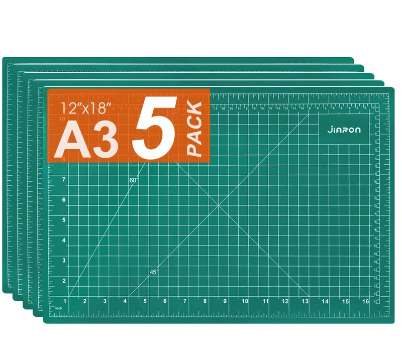 JIARON 5 Pack Self Healing Sewing Mat, JIARON 12'' x 18'' Cutting Mats for Crafts, Double Sided 5 Layers Craft Cutting Mat for Sewing, Crafts, Scrapbooking Mat.  - Image 1