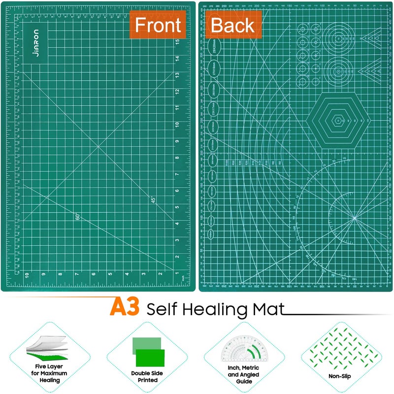 JIARON 5 Pack Self Healing Sewing Mat, JIARON 12'' x 18'' Cutting Mats for Crafts, Double Sided 5 Layers Craft Cutting Mat for Sewing, Crafts, Scrapbooking Mat.  - Image 5