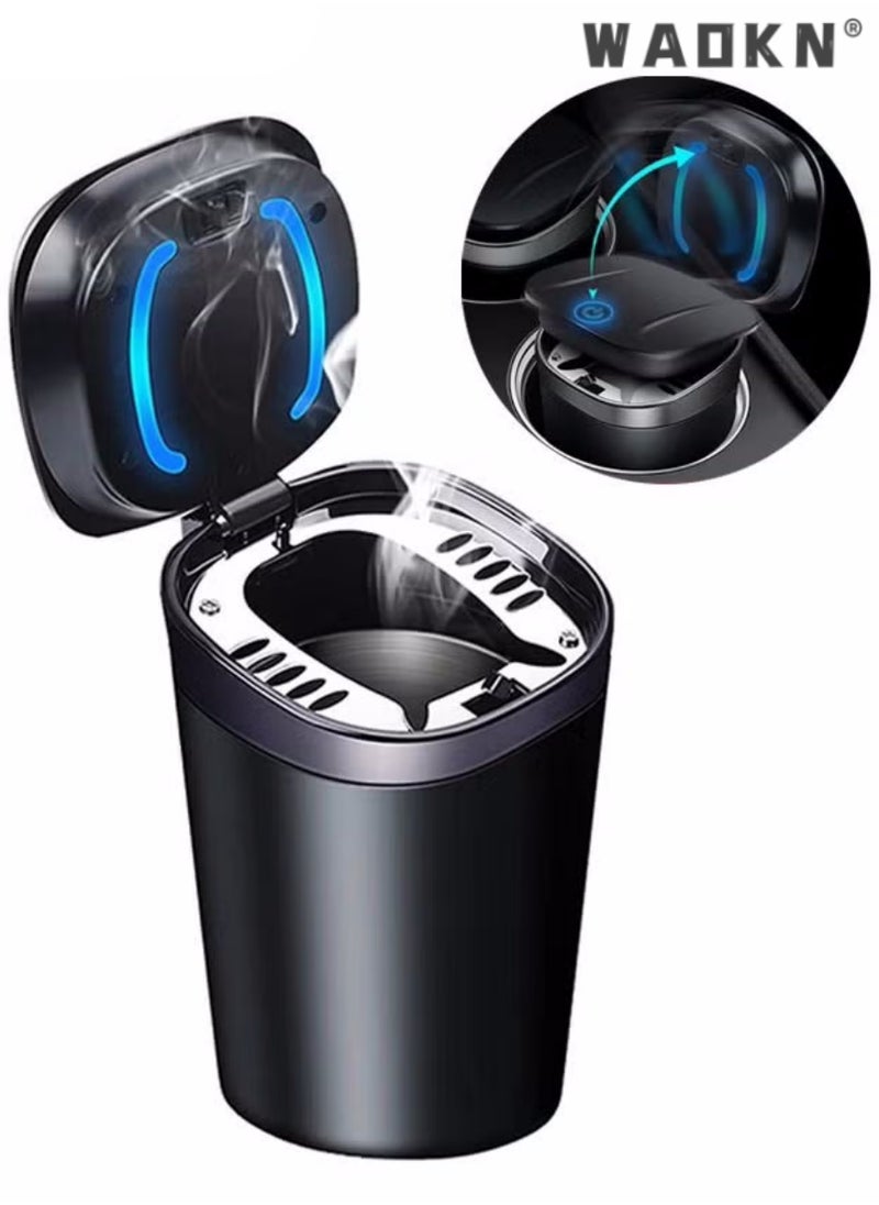 WAOKN Car Ashtray with Lid,Portable with Blue Led Light Cylinder Stand Cylinder Cup Holder,Mini Car Trash Can for Most Car Cup Holder,Portable Ashtray for Car,Ash Tray  - Image 3