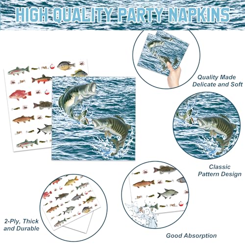 LINHAXM 170PCS Gone Fishing Party Decorations Fishing Birthday Party Decorations Include Plates, Cups, Cutlery, Banner, Tablecloth for Ofishally One Birthday Decorations, Serve 24 - Image 4