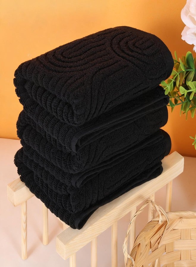 CODOHI Black Hand Towels Set of 3 Striped Pattern 100% Cotton Absorbent Soft Decorative Towel for Bathroom Kitchen Home Hotel Beach, 27.56 x 15.75 Inch (3 Black) - Image 4