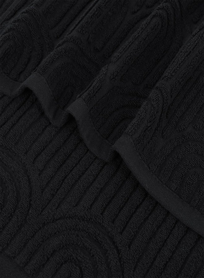 CODOHI Black Hand Towels Set of 3 Striped Pattern 100% Cotton Absorbent Soft Decorative Towel for Bathroom Kitchen Home Hotel Beach, 27.56 x 15.75 Inch (3 Black) - Image 5