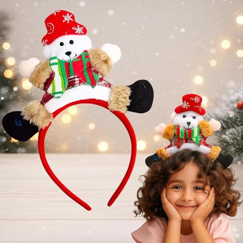 GRAPHENE Christmas Hairband Santa Claus Teddy Headband Christmas Hair Accessories Festive Theme Birthday Party Celebration Xmas Gift Decorations Items Free Size Children kids Girls Boys (Pack Of 1) - Image 1