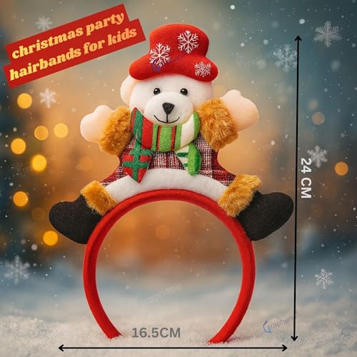 GRAPHENE Christmas Hairband Santa Claus Teddy Headband Christmas Hair Accessories Festive Theme Birthday Party Celebration Xmas Gift Decorations Items Free Size Children kids Girls Boys (Pack Of 1) - Image 2