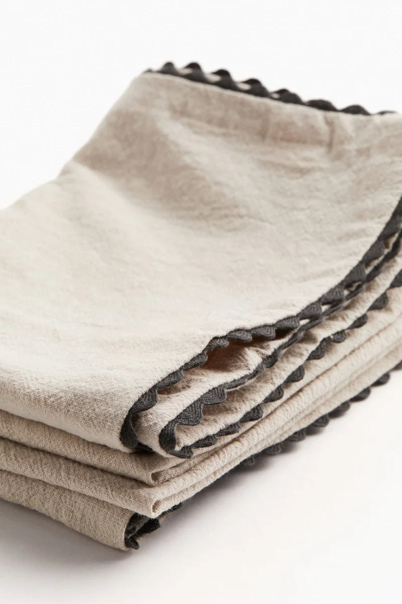 اتش اند ام منشفة مطبخ بحواف متموجة - قطعتين