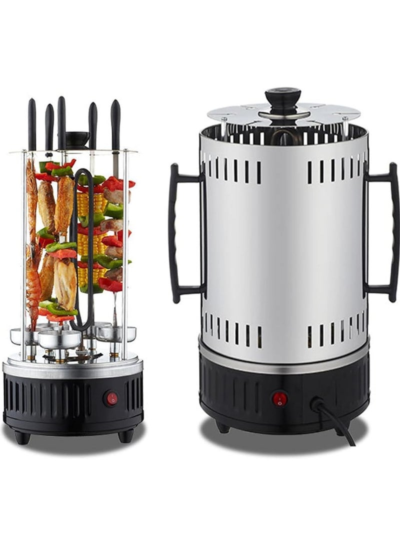DubaiGallery Stainless steel heating tube 360-degree automatic rotating skewer barbecue machine barbecue oven spiral family gathering 6 long skewers  - Image 1