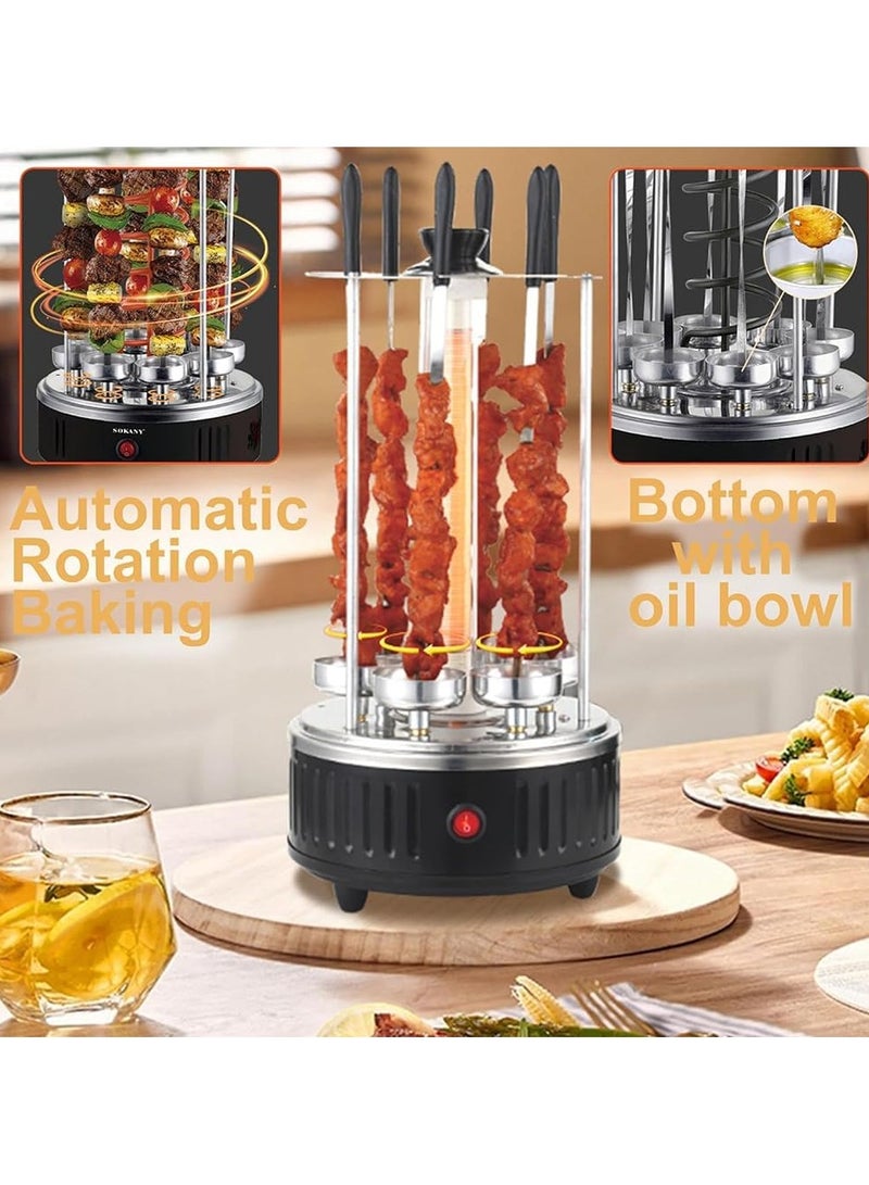 DubaiGallery Stainless steel heating tube 360-degree automatic rotating skewer barbecue machine barbecue oven spiral family gathering 6 long skewers  - Image 3