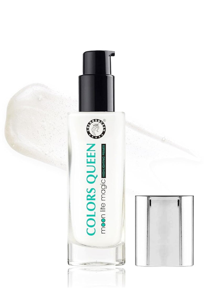 COLORS QUEEN Moon Lite Magic Highlighting Primer Face Makeup Non Greasy Long Lasting Lightweight Skin Hydrating Poreless Dewy Finish 32ml 02 - Gold  - Image 1