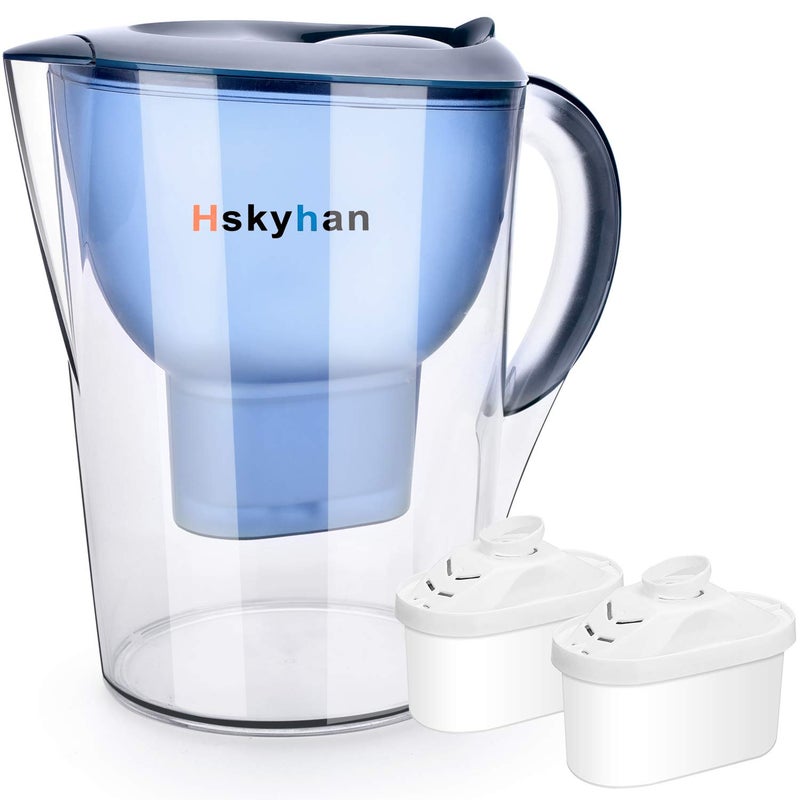 Hskyhan Alkaline Water Filter Pitcher - 3.5 Liters Improve PH, 2 Filters Included, BPA Free, 7 Stage Filteration System to Purify, Blue - Image 1