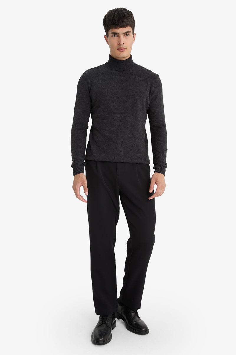 DeFacto Grey Man Slim Fit Turtleneck Knitwear Pullover Casual - Image 2
