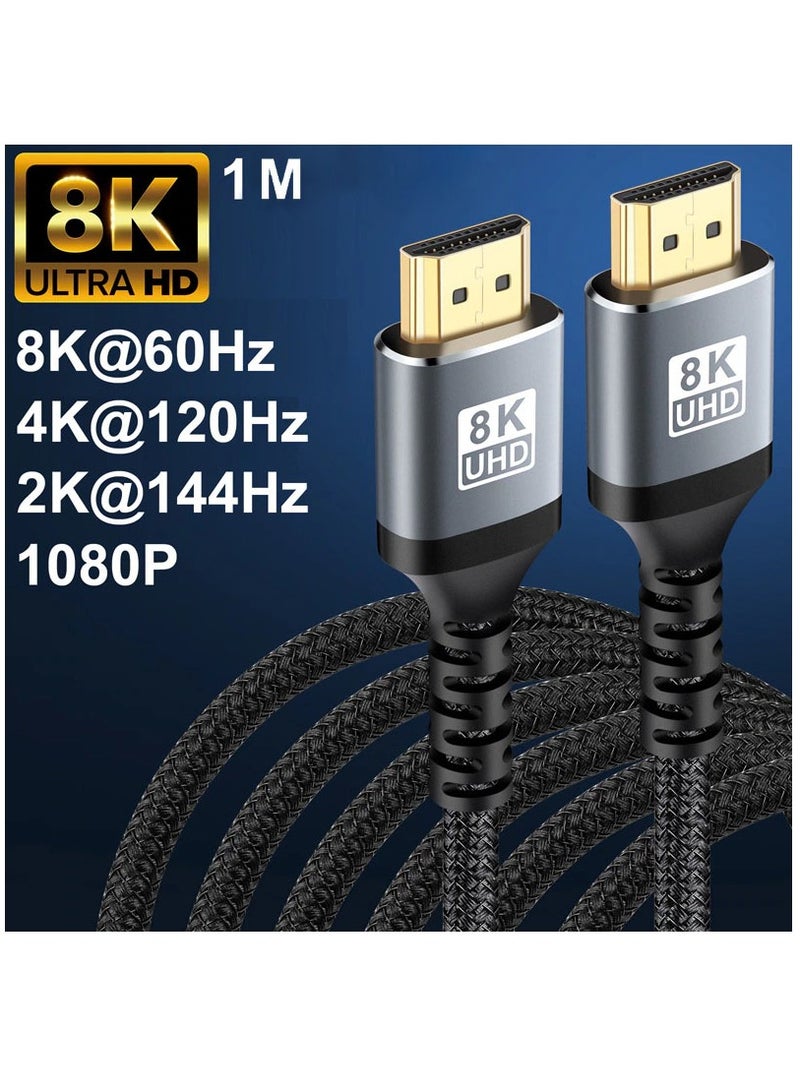 1M Nylon Braid 8K@60Hz HDMI To HDMI 2.1 Male Audio video Cable 48 Gbps For Laptop PC Computer Monitor Camera HDTV PS4 - Image 2