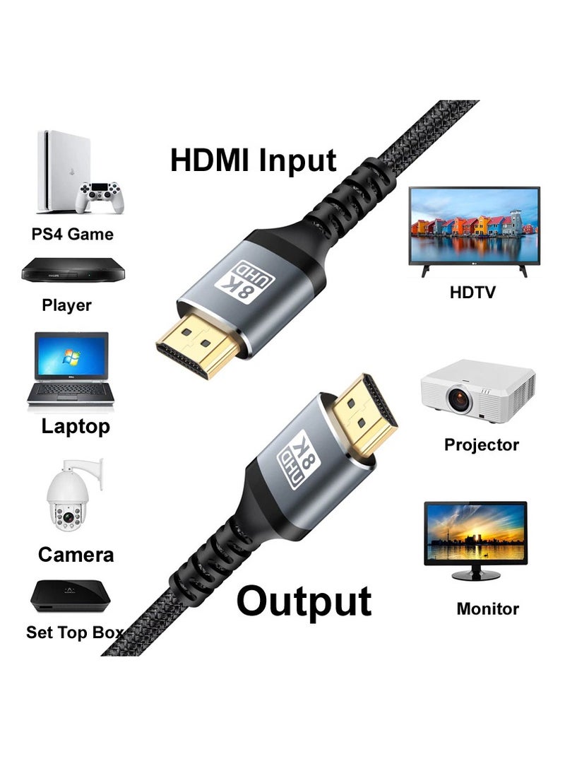 1M Nylon Braid 8K@60Hz HDMI To HDMI 2.1 Male Audio video Cable 48 Gbps For Laptop PC Computer Monitor Camera HDTV PS4 - Image 4
