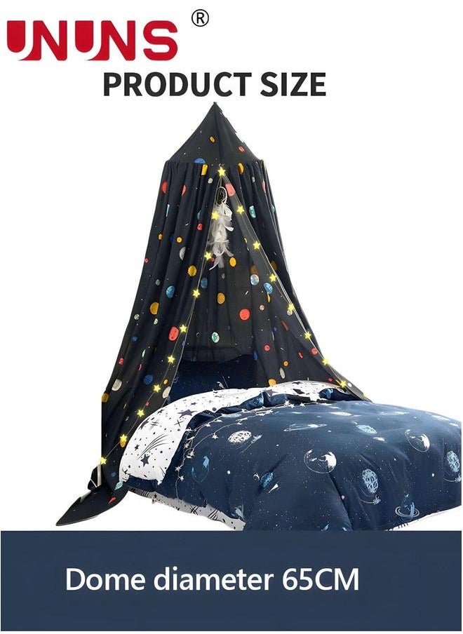 UNUNS Bed Canopy Mosquito Net,Boys Girls Princess Dreamy Room Decor,Space Planets Print Kids For Fit Crib,Twin,Full,65cm  - Image 5
