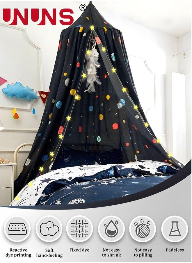 UNUNS Bed Canopy Mosquito Net,Boys Girls Princess Dreamy Room Decor,Space Planets Print Kids For Fit Crib,Twin,Full,65cm  - Image 3