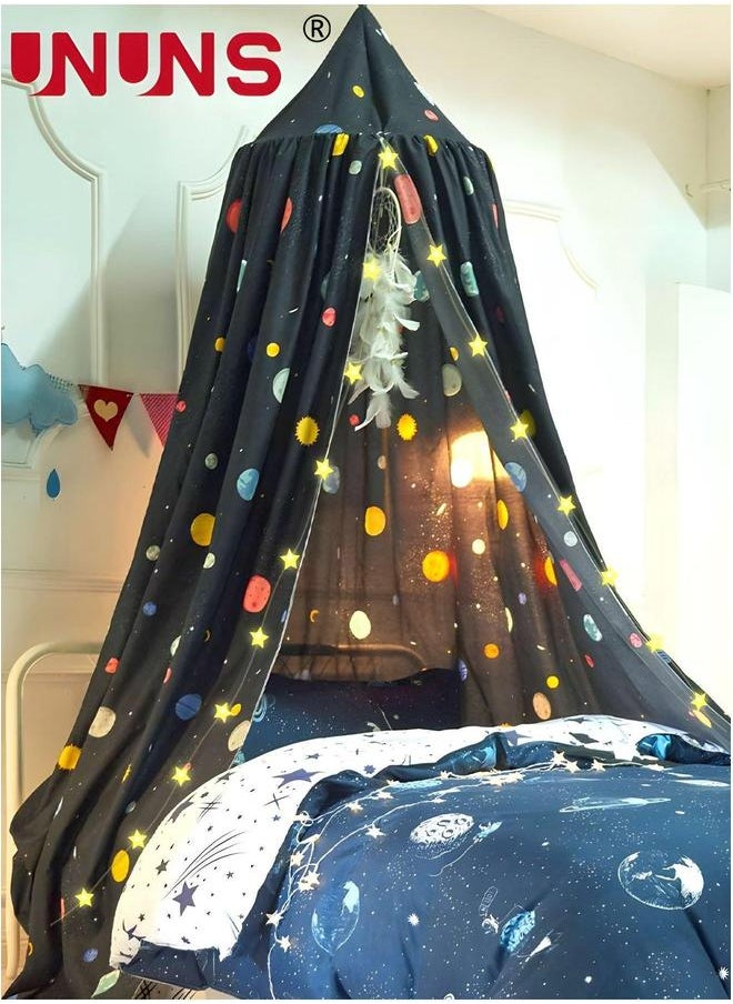 UNUNS Bed Canopy Mosquito Net,Boys Girls Princess Dreamy Room Decor,Space Planets Print Kids For Fit Crib,Twin,Full,65cm  - Image 2