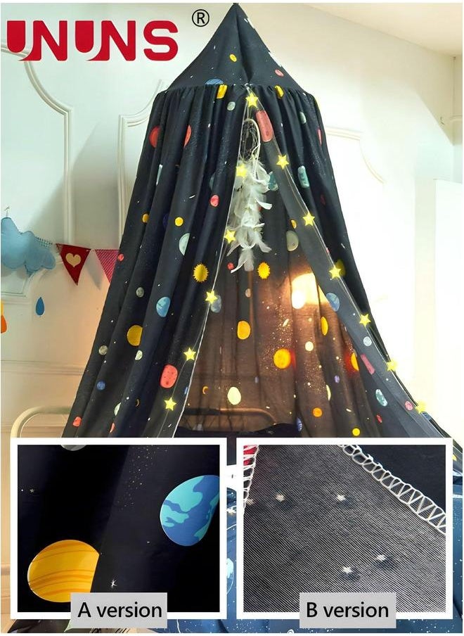 UNUNS Bed Canopy Mosquito Net,Boys Girls Princess Dreamy Room Decor,Space Planets Print Kids For Fit Crib,Twin,Full,65cm  - Image 4