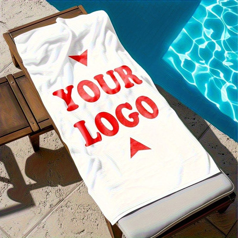 1 Set Personalized Beach Towel 19 69x31 5 Inch White Quick Dry Microfiber Custom Logo For Sports Team Corporate Event Hostess Gift - Image 1