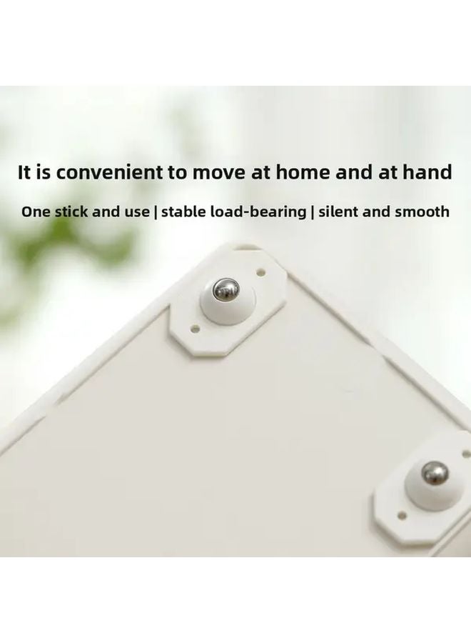 عجلات دوارة بيضاء ثقيلة صامتة 4 قطع، تدور 360 درجة، تركيب لاصق - Image 2