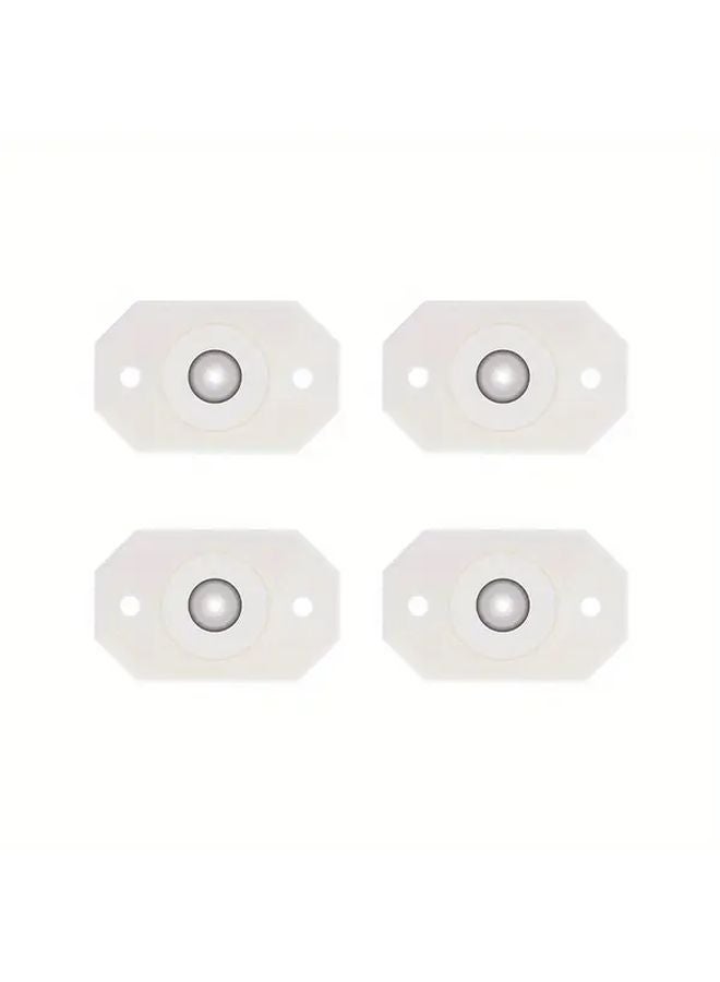 عجلات دوارة بيضاء ثقيلة صامتة 4 قطع، تدور 360 درجة، تركيب لاصق - Image 1