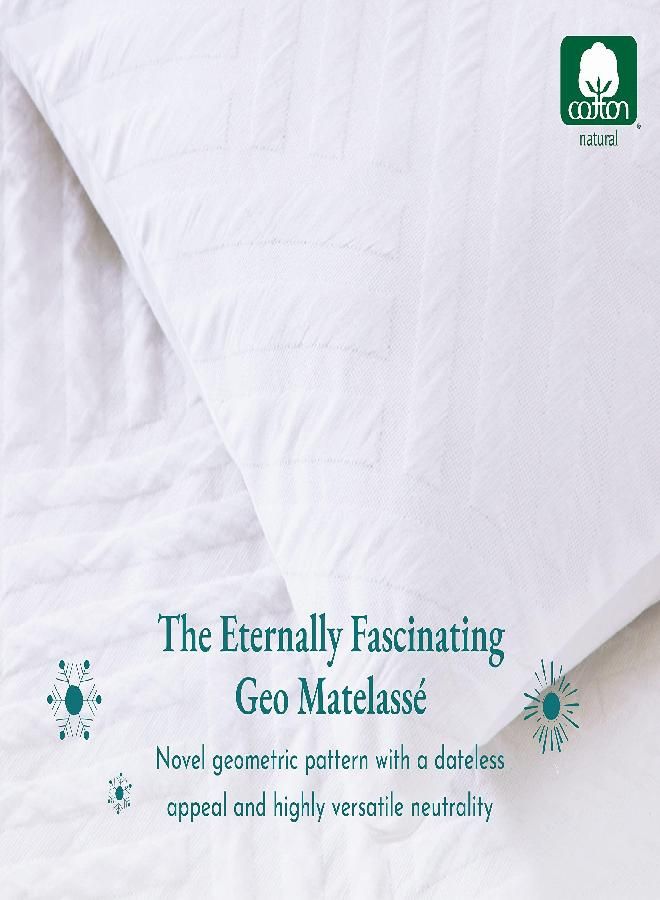 California Design Den California Design Den Duvet Cover Queen, 100% Cotton 3 Piece Duvet Cover & Sham Set Soft Textured White Duvet Cover 92" x 90" Fits Queen Size Duvet (Geo Matelassé) - Image 2