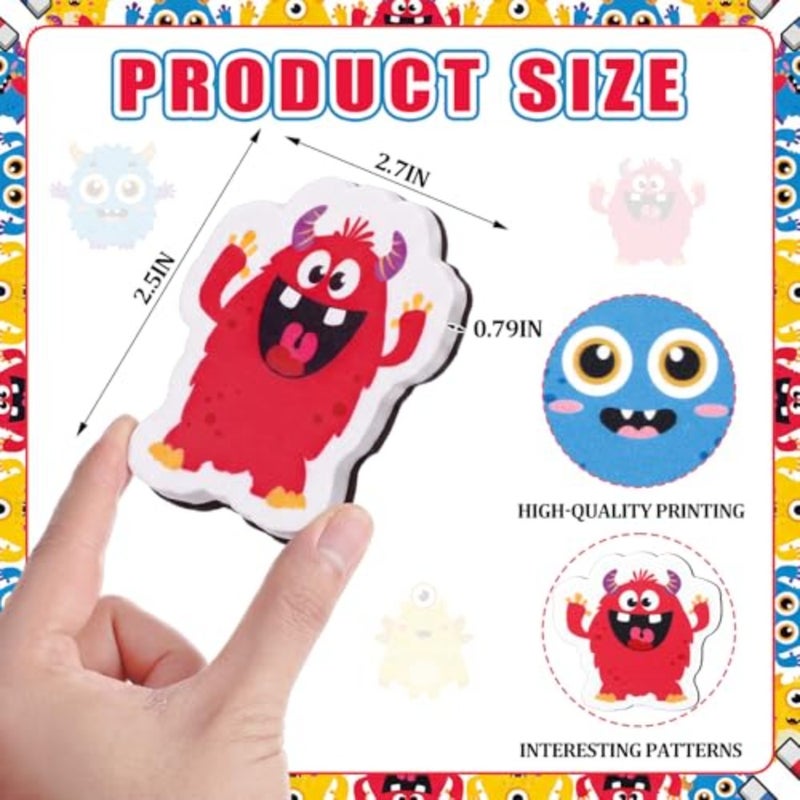 12 Pack Monster Magnetic Dry Erase Erasers Back to School Accessories 2.6'' Mini Whiteboard Eraser for Classroom Must Have Monster Chalkboard Wiper for Elementary Kindergarten Supplies - Image 2