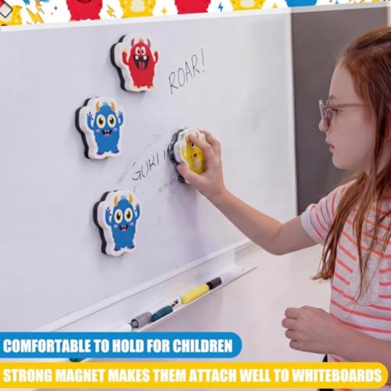 12 Pack Monster Magnetic Dry Erase Erasers Back to School Accessories 2.6'' Mini Whiteboard Eraser for Classroom Must Have Monster Chalkboard Wiper for Elementary Kindergarten Supplies - Image 5