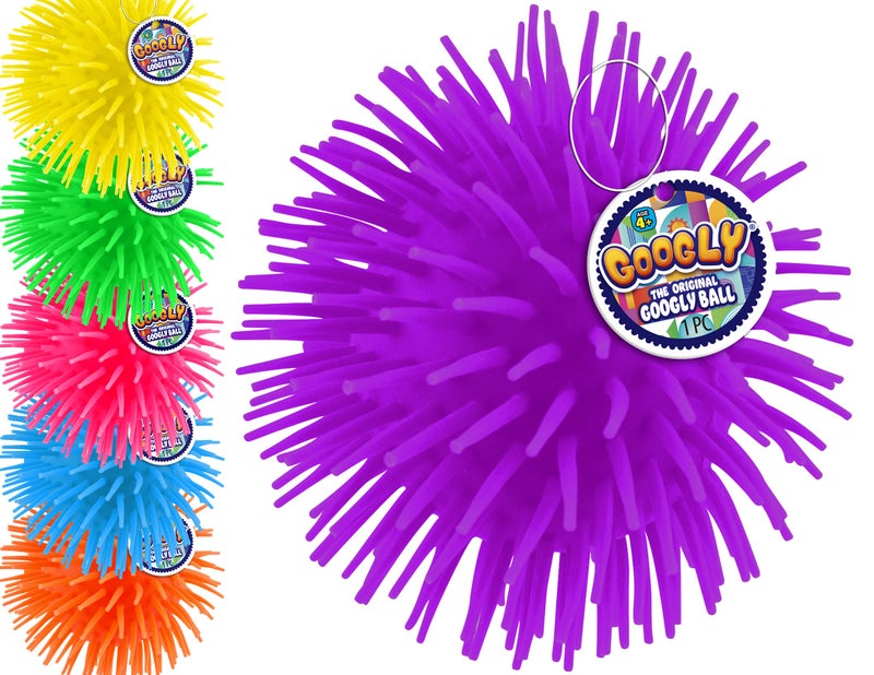 Ja-Ru JA-RU Googly Puffer Ball Rubber Spike Ball (1 Unit Assorted) Soft Squishy & Stretchy Tentacles. Colorful Fidget Toy for Kids. Therapy Balls & Party Favor Supply 22163-1 - Image 1