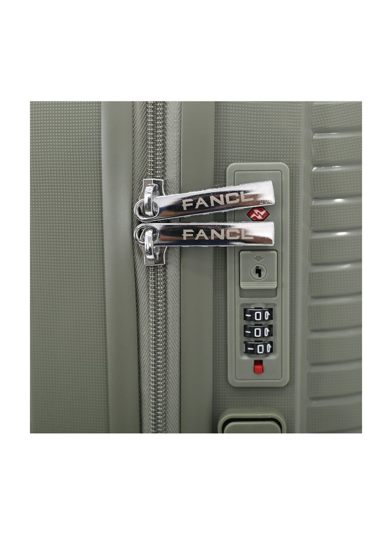 FANCL-حقائب السفر الصلبة مقاس 20 بوصة مع منفذ شحن USB، زيتوني - Image 2