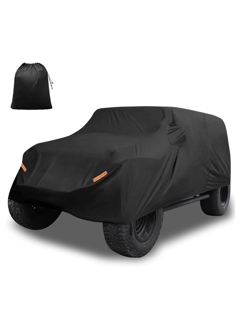 Generic Heavy-Duty Car Cover for Jeep Wrangler 4-Door 2007-2023 | Waterproof Outdoor Protection | Sun, Rain, Dust, Wind & Snow Resistant | Black Cover with Driver Door Zipper Access - Image 1