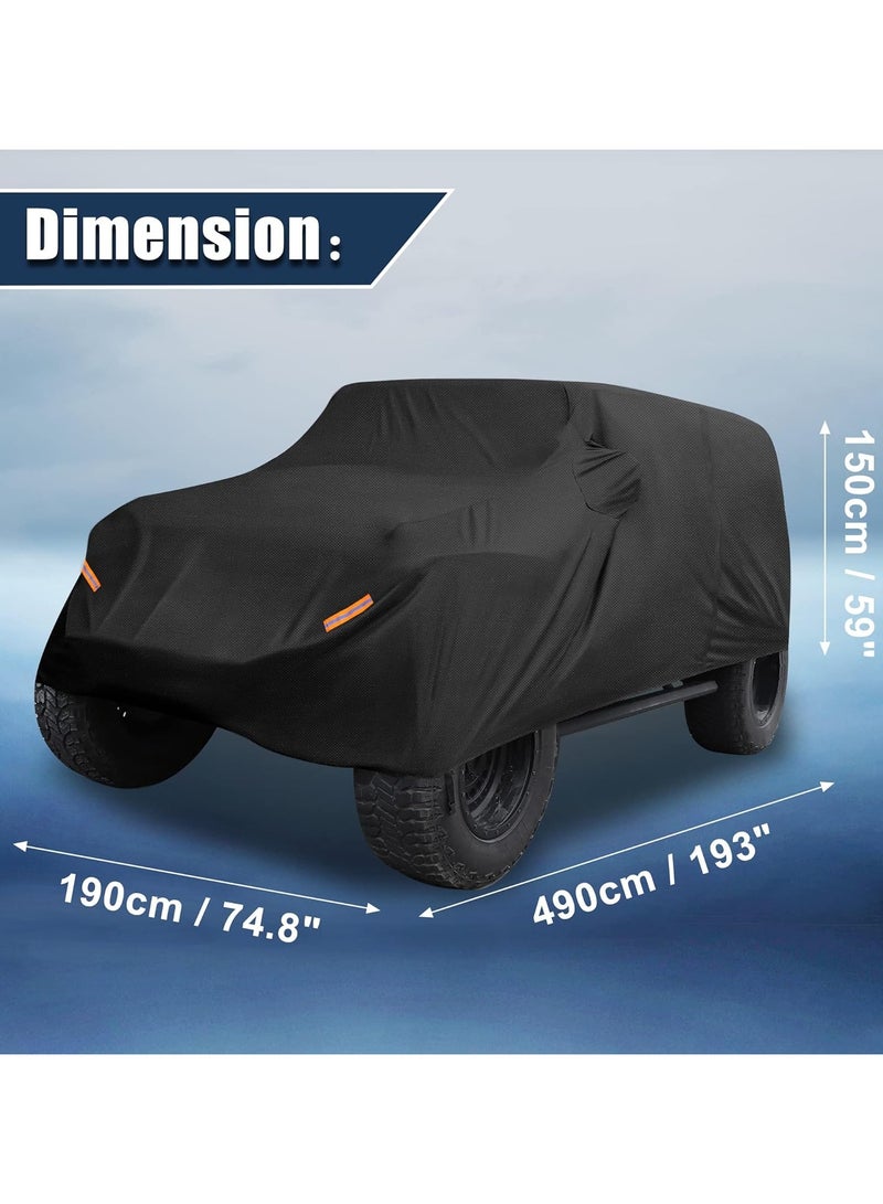 Generic Heavy-Duty Car Cover for Jeep Wrangler 4-Door 2007-2023 | Waterproof Outdoor Protection | Sun, Rain, Dust, Wind & Snow Resistant | Black Cover with Driver Door Zipper Access - Image 2