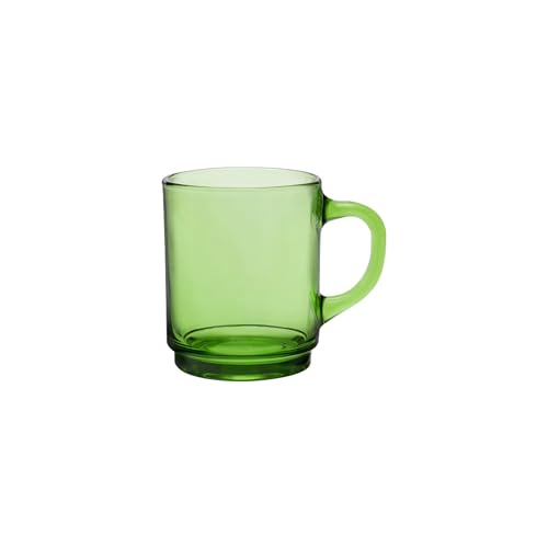 Duralex® Versailles Green Tempered Glass Mugs | 260ml Set of 6 | Ultra-Resistant, Stackable Coffee & Tea Mugs | Microwave & Dishwasher Safe | Giftable Mug Set - Image 1