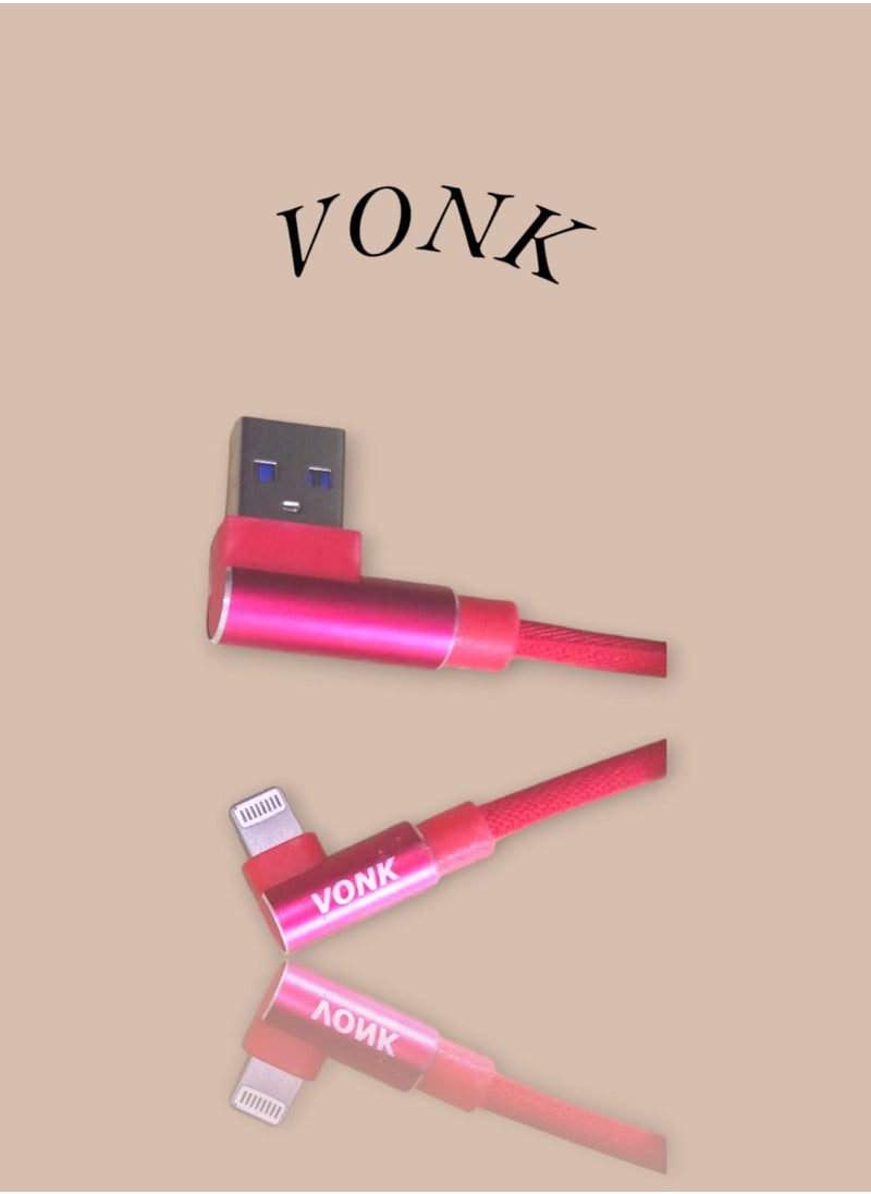 Vonk - VONK Quick Charge Data Cable lighting -USB Mobile Phone Charger USB 2A Fast Charging Cable - Red - Image 1