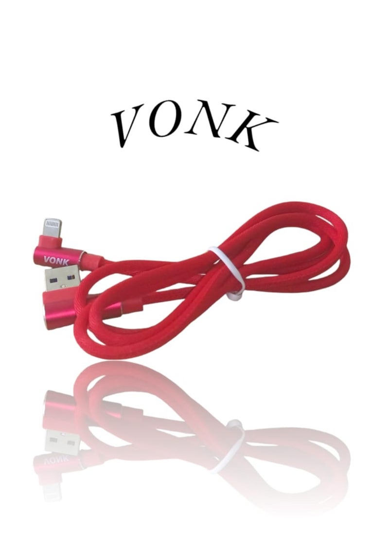 Vonk - VONK Quick Charge Data Cable lighting -USB Mobile Phone Charger USB 2A Fast Charging Cable - Red - Image 1