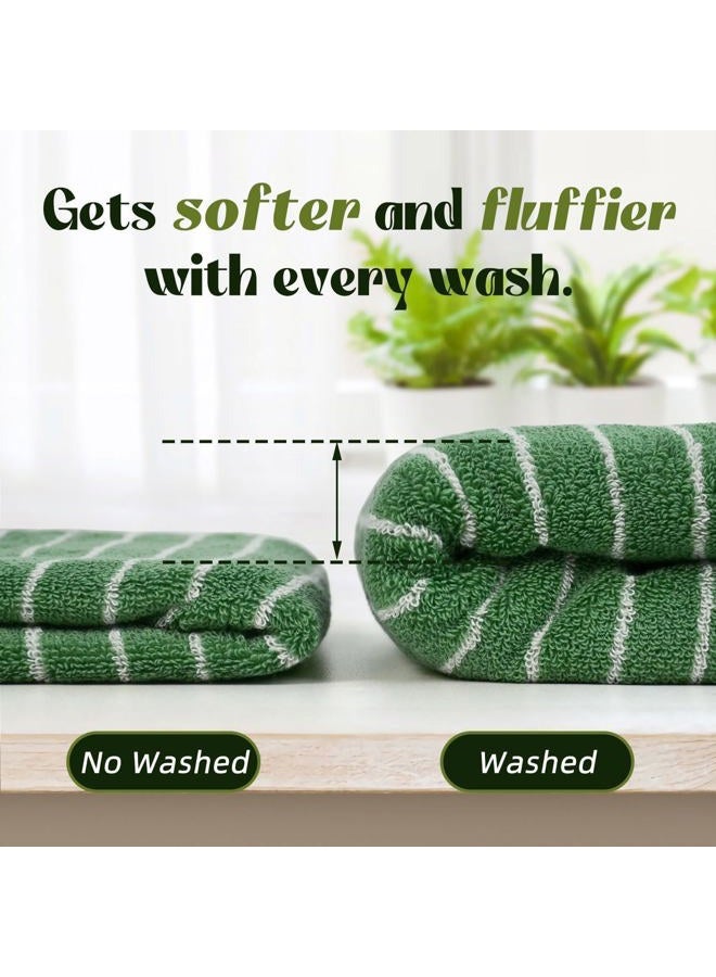 Jacquotha Hand Towels for Bathroom Green Striped - 2-Piece Premium Quick Drying Towels for Kitchen Spa Workout, Stylish Compact Towels for Hand Face Hair, 14” x 29” - Image 3