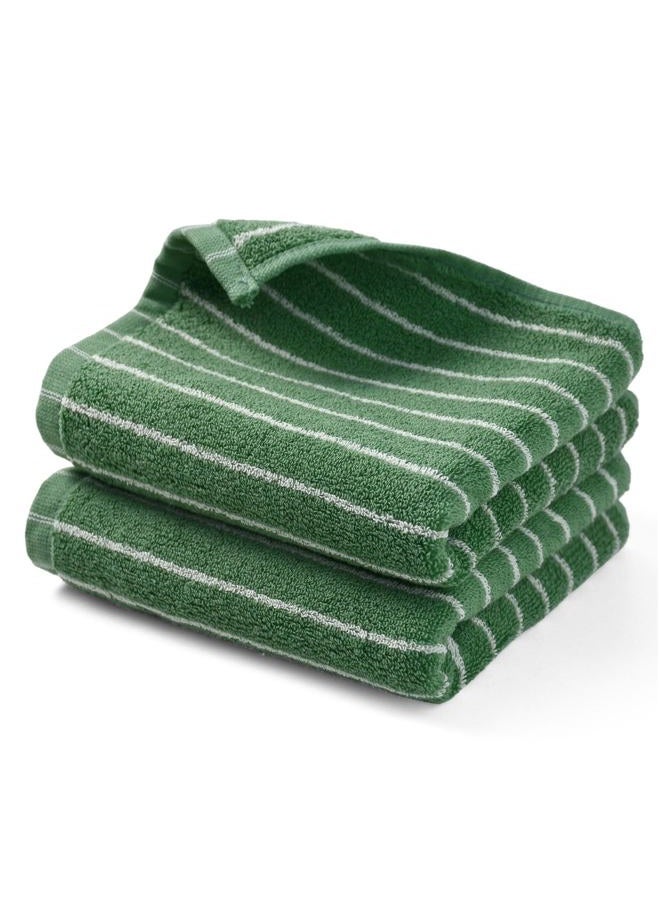 Jacquotha Hand Towels for Bathroom Green Striped - 2-Piece Premium Quick Drying Towels for Kitchen Spa Workout, Stylish Compact Towels for Hand Face Hair, 14” x 29” - Image 1