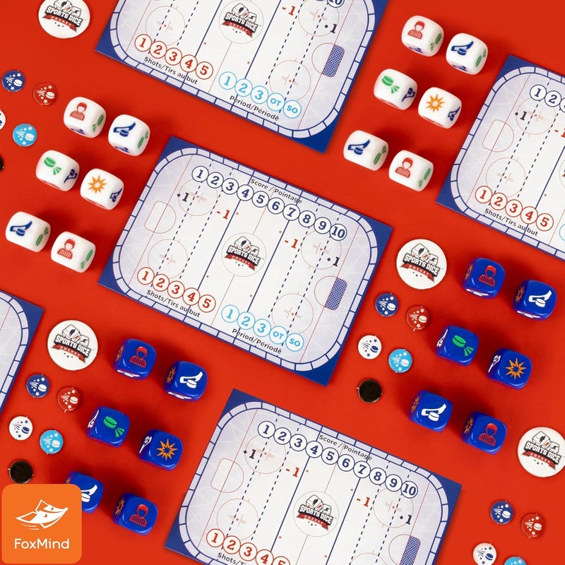 FoxMind -Games: Sports Dice-Hockey-Board-Game, Shoot The Puck & Beat The Goaltender to Score, Easy to Learn & Fun to Play, 2 or 4 Players, Ages 7+ - Image 5