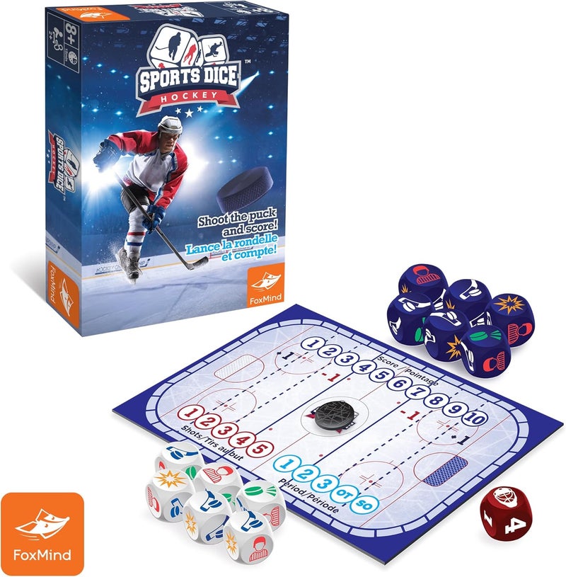 FoxMind -Games: Sports Dice-Hockey-Board-Game, Shoot The Puck & Beat The Goaltender to Score, Easy to Learn & Fun to Play, 2 or 4 Players, Ages 7+ - Image 2