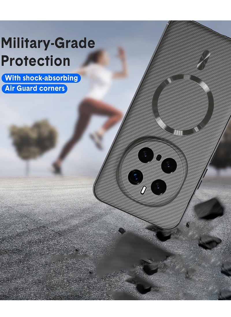 Wtech Honor Magic7 Pro 5G 2024 Liquid Silicone Carbon Fiber Texture With Magsafe Case Cover - Grey  - Image 2