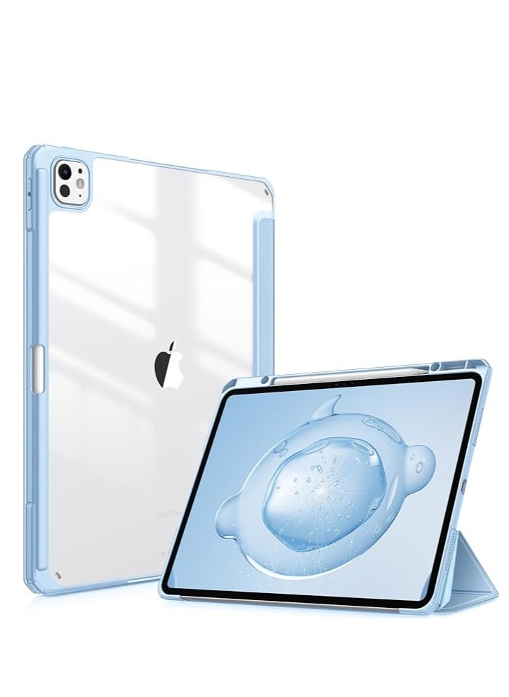 Case Compatible with iPad Air 13 Inch (M2) 2024 Case, Smart Slim Folio Stand Auto Sleep/Wake Cover, with Pencil Slot, Clear Transparent Back Shell for iPad Air 13 Inch (blue max)  - Image 1
