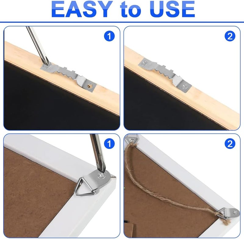 HASTHIP® 251Pcs Picture Frame Hanging Kit with Tool Box, Silver Metal Hangers, Saw-Tooth Strips & M4 Screws, Hardware Heavy Duty Picture Hangers for Artworks, Photos & Decorative Wall Panels - Image 3